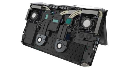 El equipo tiene dos placas gráficas de Nvidia que funcionan en sincronía (SLI)