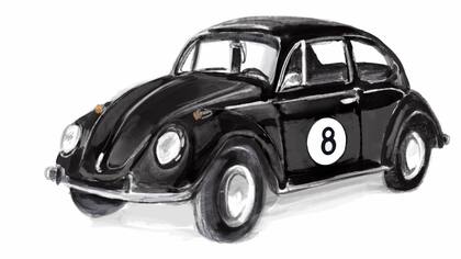 El escarabajo de Volkswagen con el número 8 pintado