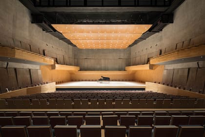 El escenario del Foro Boca. Antes de la inauguración, la Filarmónica tocó en exclusiva para todos los que trabajaron en la obra.