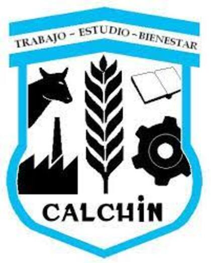 El escudo de Calchín, de donde es Julián Alvarez, con referencias a productos del campo