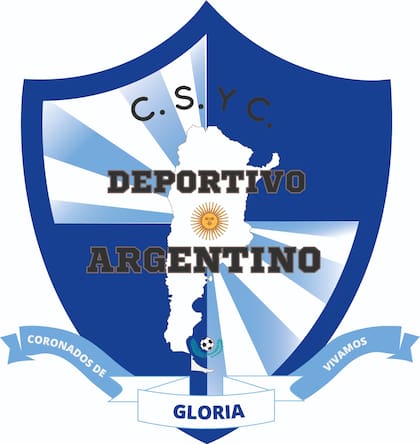 El escudo del Club Social y Cultural Deportivo Argentino lleva una estrofa del Himno Nacional: "Coronados de Gloria vivamos"