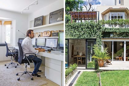 El espacio de trabajo de Lucas está en planta alta, y se distingue por su bay window.