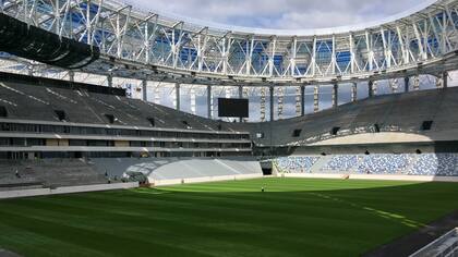 El estadio de Nizhny Nóvgorod, desde una de las esquinas