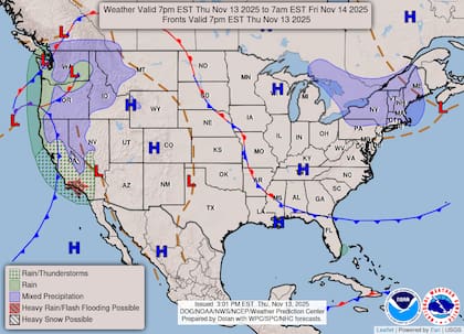 El este tendrá un viernes estable con condiciones secas y temperaturas estacionales, antes de que un frente frío avance hacia la región durante el fin de semana