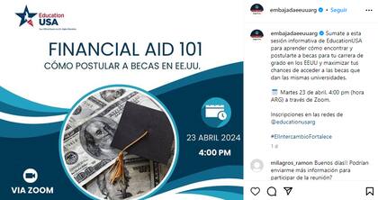 El evento informativo se desarrollará el martes 23 de abril a las 16 (hora de Argentina)