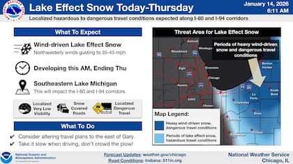 El evento por efecto lago se desarrollará esta mañana, alcanzará su punto máximo esta noche y disminuirá gradualmente durante el día del jueves