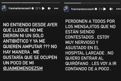 El ex Cuestión de peso pidió ayuda (Captura Instagram @franmarianocoach)