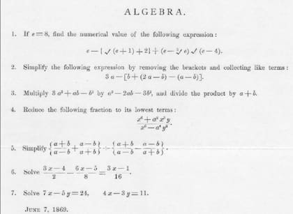 El examen fue tomado en el MIT en 1869