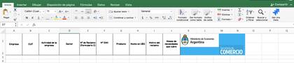El Excel que deben completar las empresas para pedir que revisen los permisos de importación