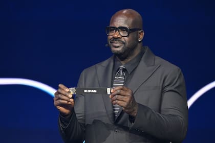 El exjugador de la NBA Shaquille O'Neal durante el sorteo de la Copa Mundial 2026 el viernes 5 de diciembre del 2025 (Mandel Ngan/Pool Photo via AP)