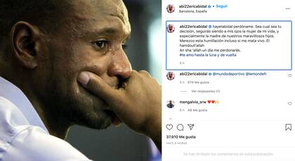 El exjugador del Barcelona le pidió perdón a su esposa en redes