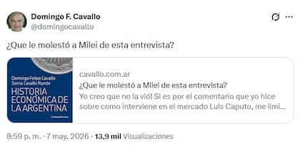 El exministro de Economía le respondió al Presidente en X