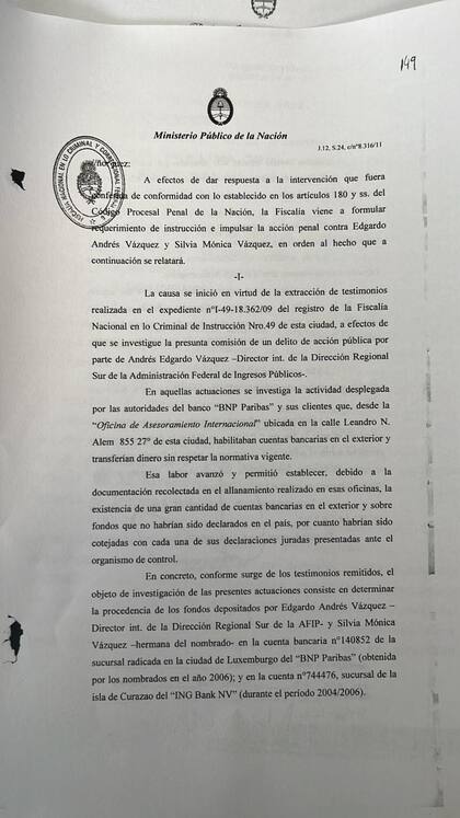 El expediente en el que estuvo investigado Vázquez antes del descubrimiento de sus bienes en Miami