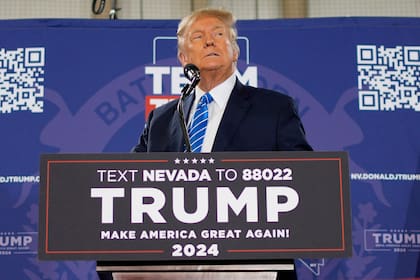 El expresidente Donald Trump en un evento de campaña en Las Vegas el 27 de enero de 2024. (AP/John Locher)