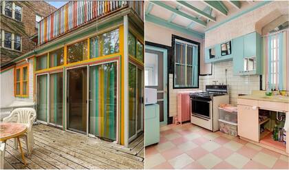 El exterior y el interior de la casa tienen diseños en colores pastel