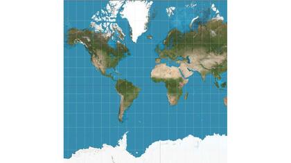 El tradicional mapa de Mercator muestra a Groenlandia tan grande como África.