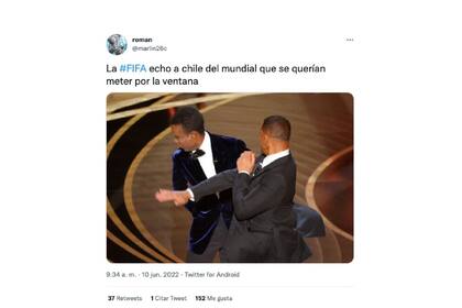 El famoso golpe de Will Smith contra Chris Rock sigue siendo motivo de memes, esta vez para reírse del infortunio de Chile en el futbol