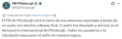 El FBI de Pittsburgh señaló que los pasajeros y la tripulación lograron salir del avión a salvo