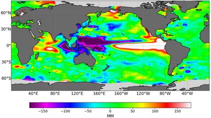 El fenómeno de El Niño de 1997 fue considrado como "histórico" por sus altas temperaturas y precipitaciones. Aquí, las imágenes satelitales de las ondas Kelvin del 13 de Diciembre de 1997.