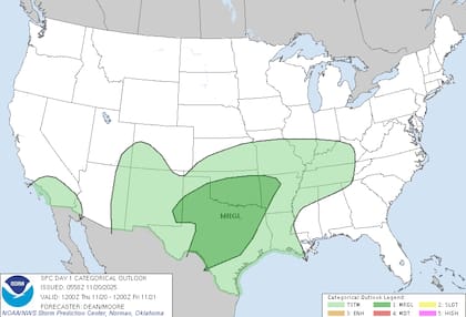 El fenómeno de inestabilidad abarcará una franja de aproximadamente 900 millas, desde el sur de Texas hasta Missouri, con ciudades importantes como San Antonio, Austin y Dallas en riesgo de anegamientos repentinos