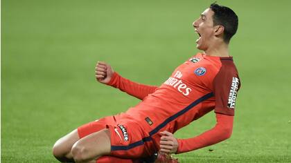 El festejo de Di María, tras anotar el primer gol de PSG