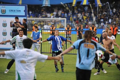El festejo de los jugadores de Banfield / Foto. Mauro Alfieri, LA NACION