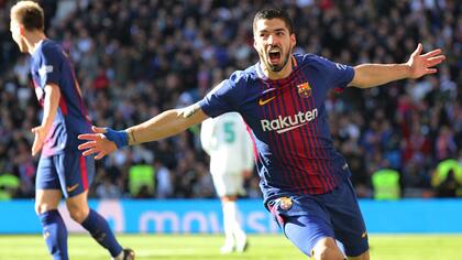 El festejo de Luis Suárez en el Bernabéu