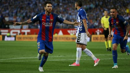 El festejo de Messi ante Alavés