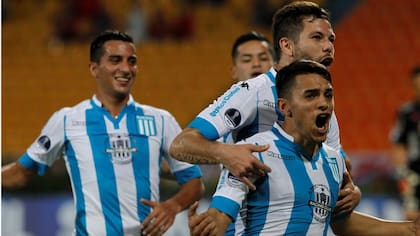 El festejo de Racing en Medellín