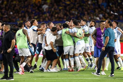 El festejo de Racing en la Bombonera