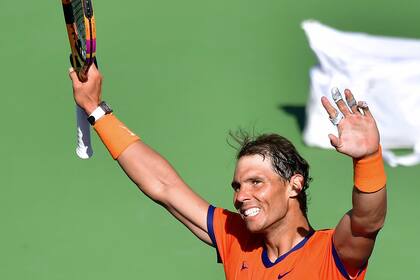 El festejo de Rafael Nadal luego del éxito sobre Reilly Opelka en los octavos de final de Indian Wells