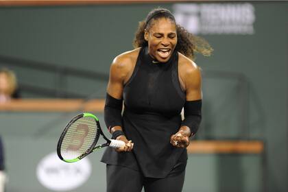 El festejo de Serena Williams luego del triunfo en Indian Wells