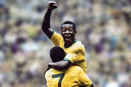 El festejo de un gol de Pelé en el Mundial de México 1970 en la que Brasil se coronó campeón