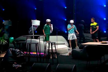 El festejo del argentino Barrado tras haber dejado en el camino al argelino Seddiki en la fase de octavos del Mundial de Globos