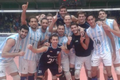 El festejo del equipo argentino tras el triunfo