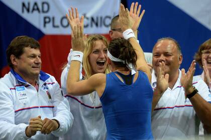 El festejo del equipo checo tras el doble triunfo