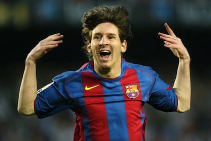 El festejo del primer gol de Messi en Barcelona el 1 de mayo de 2005 ante Albacete