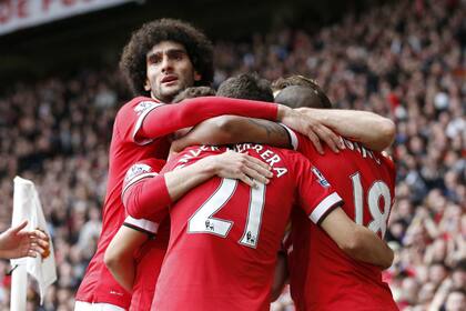 El festejo del United, que sumó su quinto triunfo seguido