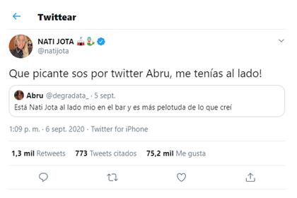 El filoso cruce de Nati Jota con una usuaria de Twitter que la insultó en las redes