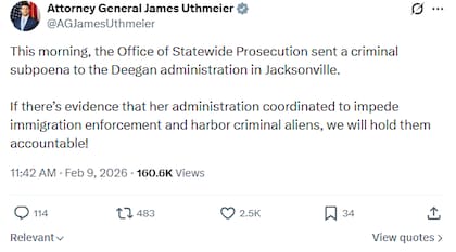 El fiscal general apuntó contra la alcaldesa por no aplicar las leyes migratorias