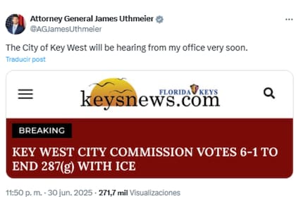 El fiscal general de Florida, James Uthmeier, reaccionó al resultado de la votación