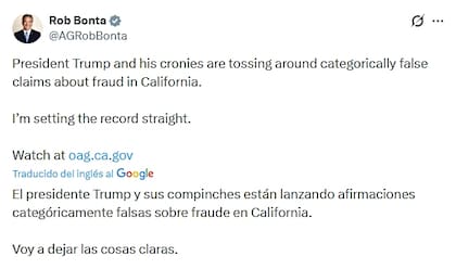 El fiscal general del estado negó las acusaciones de fraude en California