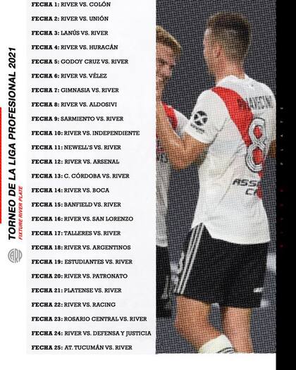 El fixture completo de River Plate para el próximo torneo de la Liga Profesional