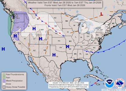 El flujo marítimo del Pacífico genera lluvias costeras constantes y nieve persistente en las áreas elevadas de las Montañas Rocosas y la región de Intermontaña Norte