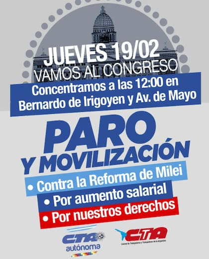 El flyer compartido por la organización sindical