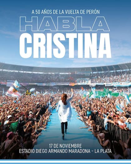 El flyer del acto de Cristina Kirchner en La Plata