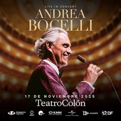 El flyer oficial del evento "Andrea Bocelli - Live in Concert"