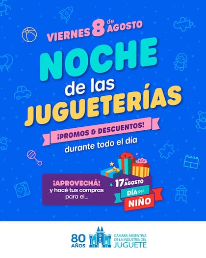 El flyer promocional de la Noche de las Jugueterías 2025