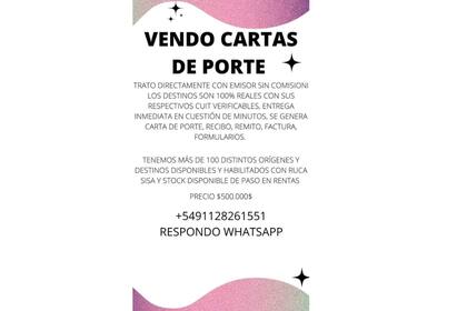 El flyer que ofrece la venta de cartas de porte a $500.000