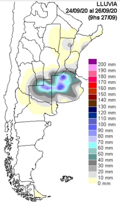 El foco de mayor lluvias